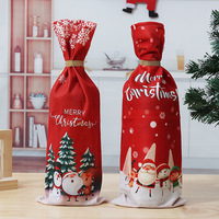 Nouvelle Housse de Bouteille de Vin de Noël Rouge avec Impression Numérique Père Noël, Style Européen et Américain Festif, Décoration de Table de Restaurant