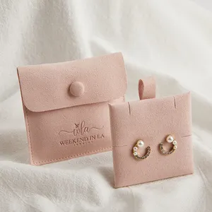 Custom Microfiber Suede Packaging Bags Jewelry Card Envelope Jewelry Pouches Bag For Jewelry Packaging