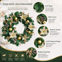 Karangan Bunga Natal Dekorasi Natal Rangkaian Bunga Natal Premium Emas Pinecone Floral Dekorasi Rumah Hotel Pemasok Grosir