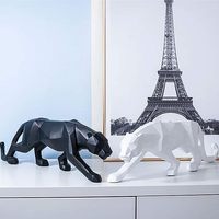 Sculpture d'animal en fibre de verre de décoration moderne pour la maison Top Grace, statue de léopard en résine dorée grandeur nature