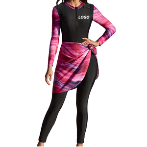 Maillot de bain burkini modeste à manches longues pour femmes musulmanes, motif tie-dye, en nylon/coton, séchage rapide, protection solaire SPF50, pour la plage, le surf et la plongée - Product Image 1