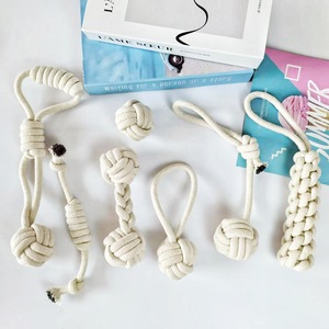 Rope Dog Toys Beige Cotton Braided Durable Pet Chew Toys For Dogs Simple Style Wholesale - Product Image 2