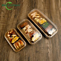 Boîte à emporter jetable personnalisée pour plats Sushi Salade Boîte à emporter Emballage de plateau à Sushi Emballage en papier kraft avec couvercle