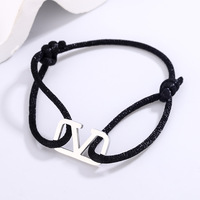 Paslanmaz çelik özel Logo yıkayıcı Charm ipek halat kordon bilezik ayarlanabilir dize bilezik kişiselleştirilmiş circirclejewelry