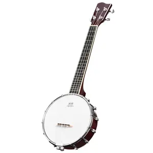 26 Inch 20 Frets 12 Beugels Mini Size Beginner Banjo Muziek Instrument 4 Nylon Mahonie Hoogglans Wit Abs gegoten BJUK-4S