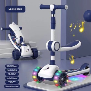 Venta al por mayor OEM: Patinete infantil tres en uno con ruedas luminosas, triciclo con ruedas de PU para niños y niñas, transfronterizo. - Product Image 5