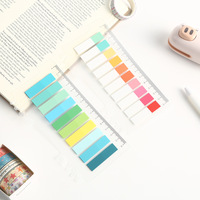 Essentiels pour la rentrée scolaire : Onglets d'indexation PET, marque-pages autocollants couleur et demi-couleur, drapeaux translucides, règle, blocs-notes