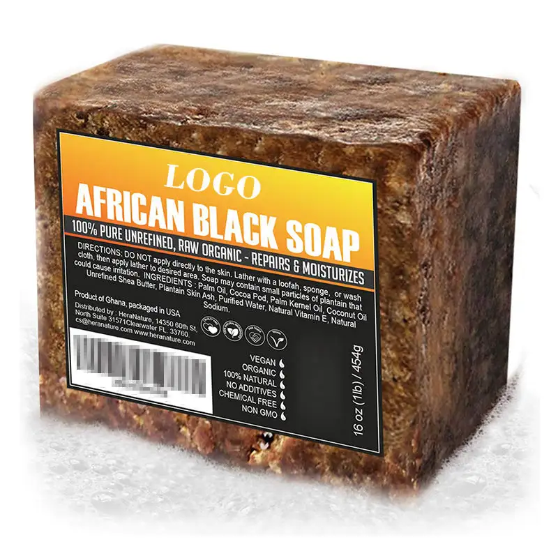 Face and Body Wash Natural Organic Ingredients Raw Moroccan African Black Soap for for Acne, Dry Skin, Rashes, Scar Removal