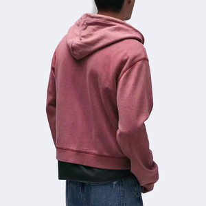 <span class=keywords><strong>Sweat</strong></span> à <span class=keywords><strong>capuche</strong></span> zippé double fermeture éclair personnalisé, coupe régulière pour <span class=keywords><strong>homme</strong></span>, <span class=keywords><strong>bordeaux</strong></span>, effet vieilli vintage, avec poche kangourou - Product Image 2