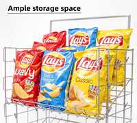 Présentoir métallique sur mesure pour supermarché avec pinces latérales pour chips, snacks, bonbons, biscuits et boissons