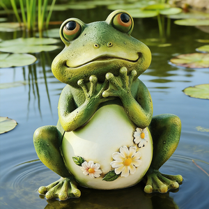 รูปปั้นกบเรซิ่นนั่งอยู่ในสวน - Product Image 1