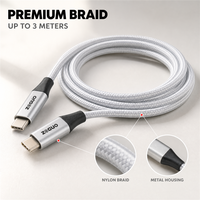 Câble USB3.2 USB-C 10 Gbps 100 W PD 4K/60 Hz en alliage d'aluminium tressé compatible avec ordinateur portable, moniteur, VR