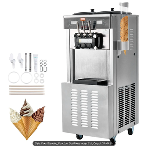 Machine à glace molle commerciale 3 saveurs sur pied, machine à yogourt glacé 1850W à contrôle indépendant - Product Image 1