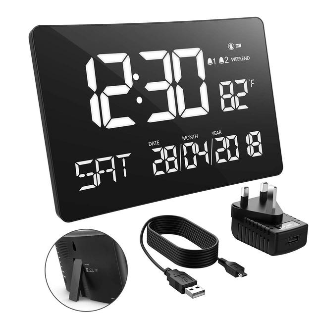 Large Digital Wall Clock with Big Time Display with Temperature and Humidity Jumbo Clock Wall for Office Time Zone