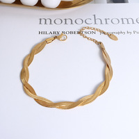 Collier en chaîne serpent à double rang plat torsadé plaqué or 18 carats en acier inoxydable sans ternissement personnalisé en gros