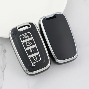 Housse de <span class=keywords><strong>clé</strong></span> en TPU à garniture argentée à 3/4 boutons pour <span class=keywords><strong>Hyundai</strong></span> Tucson L/Sonata-Étui de protection anti-rayures avec crochet - Product Image 5
