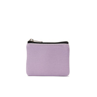 Grosir kustom kanvas katun uniseks dompet koin warna Solid tas ritsleting dengan fitur anti-maling dompet pendek tas hadiah