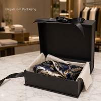Boîte pliante magnétique haut de gamme, petite, étanche, avec logo personnalisé, en noir mat, doublée d'éponge, avec nœud en ruban, pour vêtements