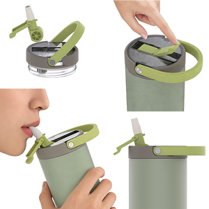 Botella de <span class=keywords><strong>agua</strong></span> aislada de 32 oz con pajita, vaso a prueba de fugas y polvo con asa, pajita de silicona de boca ancha, taza de viaje - Product Image 5