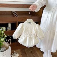 Combinaison pour bébé fille à manches longues avec dentelle, style princesse, robe mignonne pour l'automne