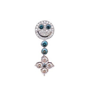 Smiley Face Four Leaf Clover Diamond Stud Earrings 925 Sterling Silver Unisex Everyday Wear - Product Image 1