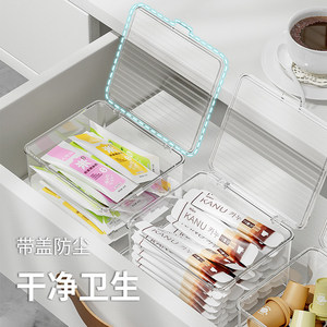 Transparent Tea Storage <b>Box</b> <b>With</b> <b>Lid</b> Stackable For Coffee Pods And Tea Bags Office Desktop Organizer - Product Image 3