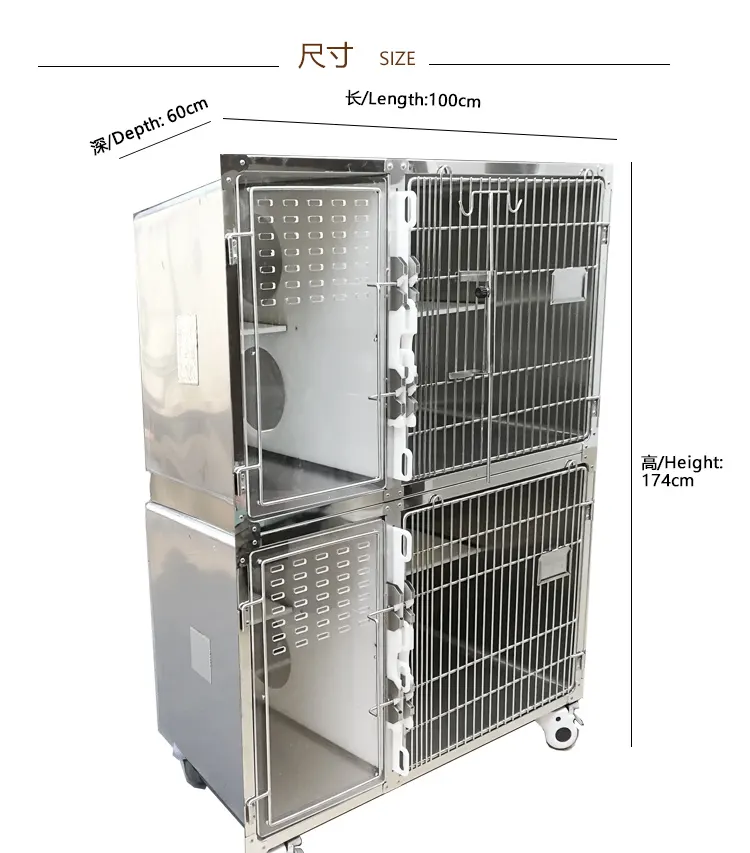 Verkauf hochwertiges 2024 Tierarzt-Edelstahl Haustier Katze Villa Käfig Luxus für Katzenfalle Käfig zwei luxuriöse Katzenkäfige