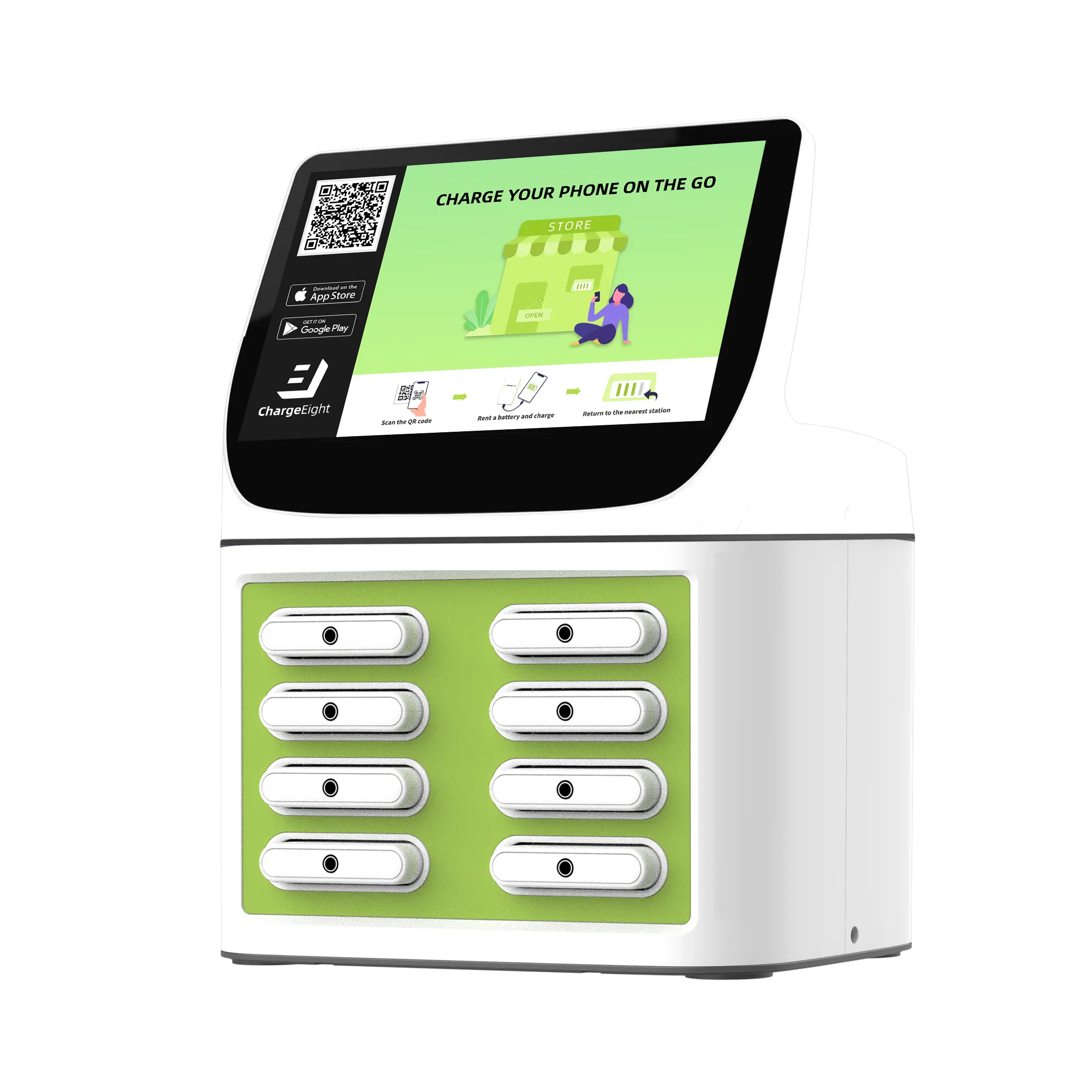 Mobile Phone Power Banks Rental Charging Station 8 Slots Power Bank Station with Screen