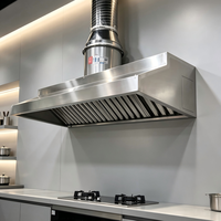 Hotte de cuisine commerciale en acier inoxydable avec ventilateur intégré et filtre à graisse pour cantine et cuisine professionnelle