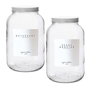 Glass <strong>Laundry</strong> Storage Containers for Powder- Two One Gallon <strong>Jars</strong> W/White Metal Lid, <strong>Laundry</strong> Detergent Holder, <strong>Laundry</strong> Pods Conta - Product Image 1