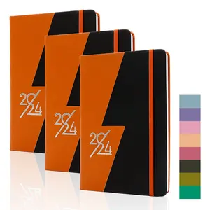 Custom Logo Pu Lederen Hardcover 2024 Dagboek A5 Promotiedagboek Planner Notebook Met Elastische Band