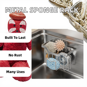 Égouttoir à éponges en métal moderne, antirouille et durable, à un seul niveau, 15x8x9,5 cm, avec conception multifonctionnelle pour rangement en armoire - Product Image 2