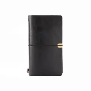 Retro Refillable Handmade Pu Leather Cover Loose Leaf Blank Writing Journals Diary Notebook With Customized Pages