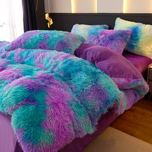 Wholesale Mink Velvet Bedding <b>Set</b> Soft Plush Winter Bed <b>Set</b> Warm <b>Duvet</b> Cover Bed Sheet Pillowcase Home Textile - Product Image 4