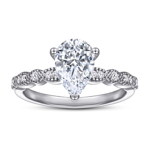 Anillo de plata de ley 925 con circonita cúbica en forma de pera, chapado en oro, elegante, ideal como regalo de boda o compromiso para mujeres. - Product Image 1