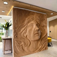 Art mural paramétrique, panneau mural 3D en relief, portrait cannelé, mur d'accentuation personnalisé, projet pour hall d'hôtel, bureau, restaurant