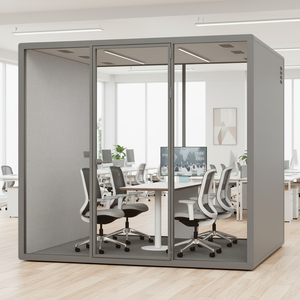 Cabine de <span class=keywords><strong>réunion</strong></span> multi-personnes insonorisée grise pour bureau, logement portable et mobile avec éclairage LED réglable en aluminium - Product Image 5