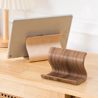Support de téléphone en bois de noyer naturel, support de bureau ergonomique incurvé en bois massif, support de tablette en bois massif pour iPhone, smartphones, iPad
