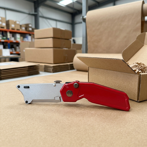 Dual Blade Folding Utility Knife with Zinc Alloy Liquid Coated Handle <b>Push</b> <b>Button</b> Blade Change DIY OEM ODM Taiwan Supplier - Product Image 1