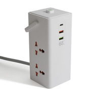 Multiprise standard américaine, rallonge multiprise standard britannique, 2 ports USB-A, 1 port USB-C, câble de 2 m, polyvalente, style Hong Kong