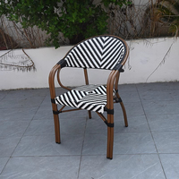 Chaise de salle à manger en rotin français vintage pour l'extérieur, jardin, balcon, hôtel - Meubles de restaurant écologiques et durables
