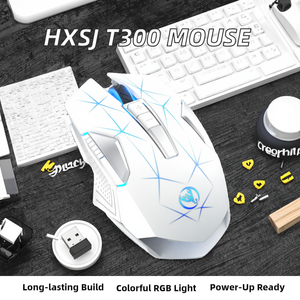 Hxsj T300 2.4G 600MAh Có Thể Sạc Lại RGB Chuột Chơi Game Cho Máy Tính Xách Tay Máy Tính 6 Nút Quang Có Dây Không Dây Backlit Phong Cách Giá Nóng - Product Image 3