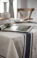 Nappe en coton et lin à rayures teintes au fil, style japonais |   Nappe de table rayée rouge de qualité supérieure pour mariage, pique-nique et décoration de table à manger