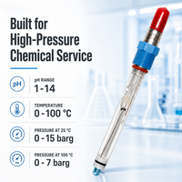 Sonde pH résistante aux hautes fréquences ACpH4262 120mm 1-14 pH 100°C 15 bars Connecteur VP PT1000 ATC Sonde en verre Durable Capteur d'analyse de processus pour