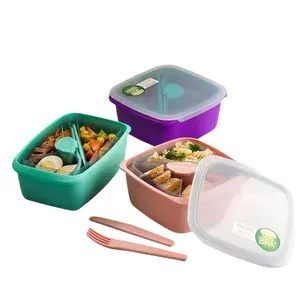 New Salad Food Storage Container to Go Bento Box with Removable Tray and Dressing Pots Food Prep Storage Containers with Lids
