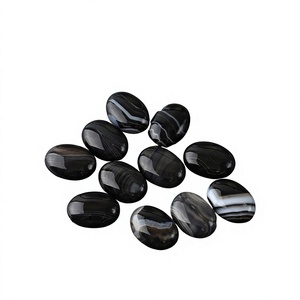 Cabujón Ovalado de Ágata Negra con Reverso Liso de 0.1cm para Joyería, de Jade Gems Co. - Product Image 2