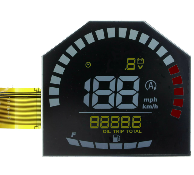 VA Polygon 7 Segment LCD Glass Instrument Panel Car Dashboard Display with Digital Speedometer for Motorcycle Displays