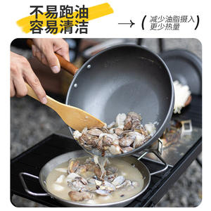 Outdoor Aluminum Alloy Wok With Wooden Handle Lightweight Portable Camping Cookware For Home Use - Product Image 2
