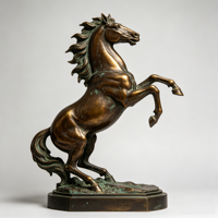 Statue décorative antique grandeur nature en métal argenté, cuivre, bronze, laiton, représentant un chevalier à cheval