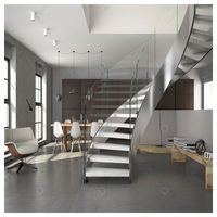 Escalier courbé en acier inoxydable haute résistance Prima, style moderne pour intérieur, avec marches en bois, pour villa et projets